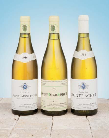 Montrachet 1985 Domaine Ramonet Two labels damp stained; two vintage labels loose, worn and damp stained; two importers.