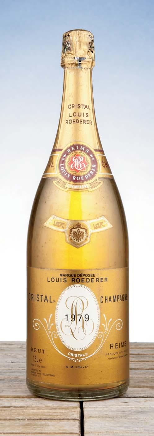 Lots 971, 972 Louis Roederer, Cristal 1979 Reims Lot 971: All capsules corroded; Lot 972: All labels slightly bin soiled; all capsules corroded; two label designs; three signs of past seepage.