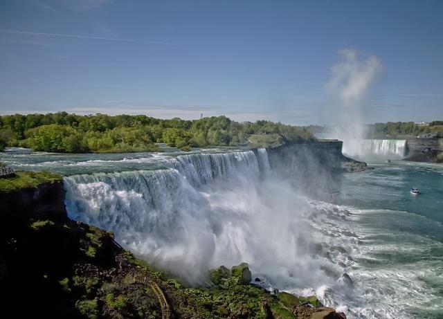 Niagara Falls Niagara Falls is a set of three waterfalls that are on the border between Canada and the United