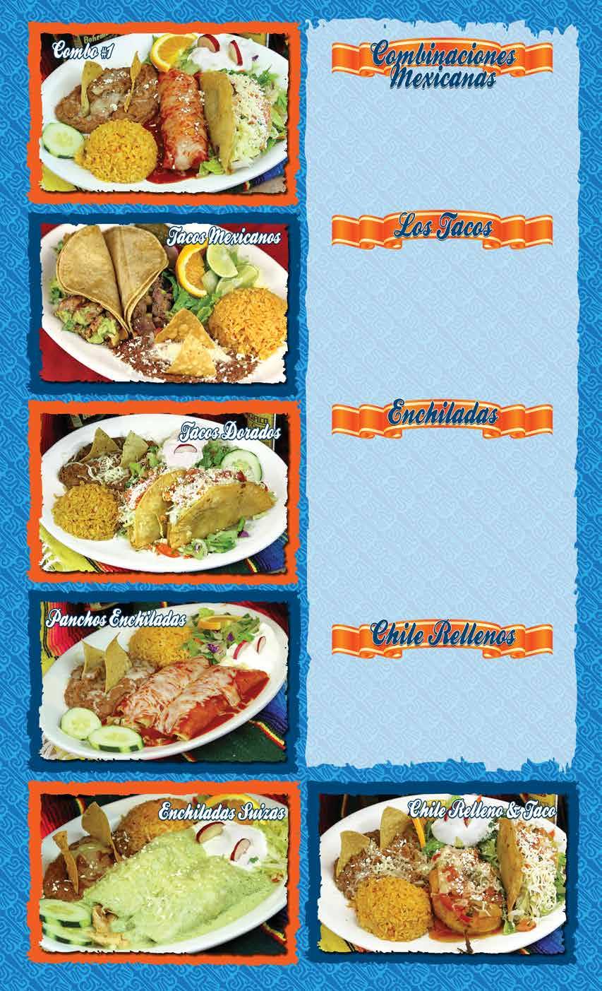 1 2 3 4 All Combinations are served with Mexican rice, sour cream and beans Shredded Beef Taco & Cheese Enchilada...16 Chile Relleno & Cheese Enchilada...16 Chicken Enchilada, & Chicken Taco.