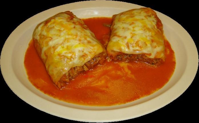 75 Deep fried burrito topped with salsa and melted Cheese. Your choice of chicken or Steak. Served rice, beans, guacamole and sour cream on the side 7. FAJITAS TACOS (3)..... $10.