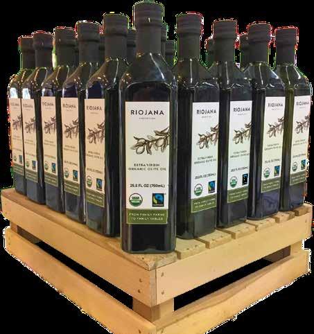 The Riojana extra virgin, fair-trade olive oil is cold pressed from a blend of certified organic Arauco and Manzanilla