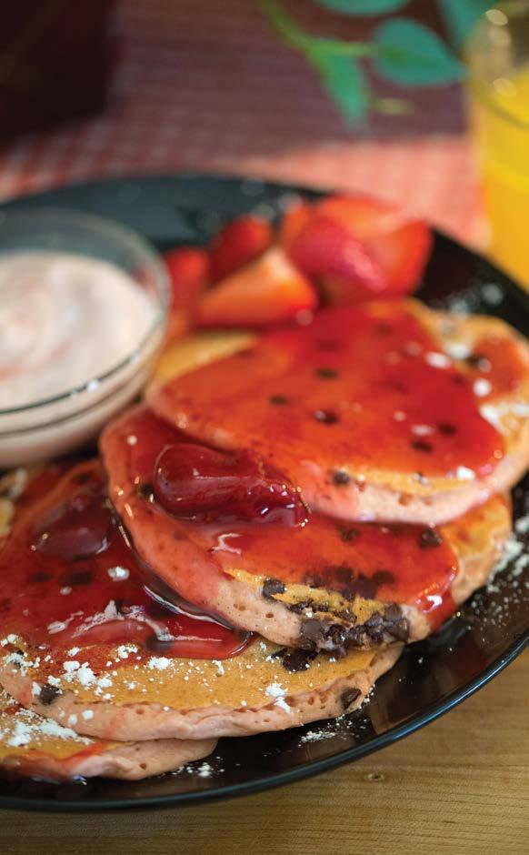 1 cup Robby s Pancake Mix 2 oz. Golden Malted Strawberry Topping* Any flavor yogurt (replaces half the water used in Robby s pancakes) 2 oz.
