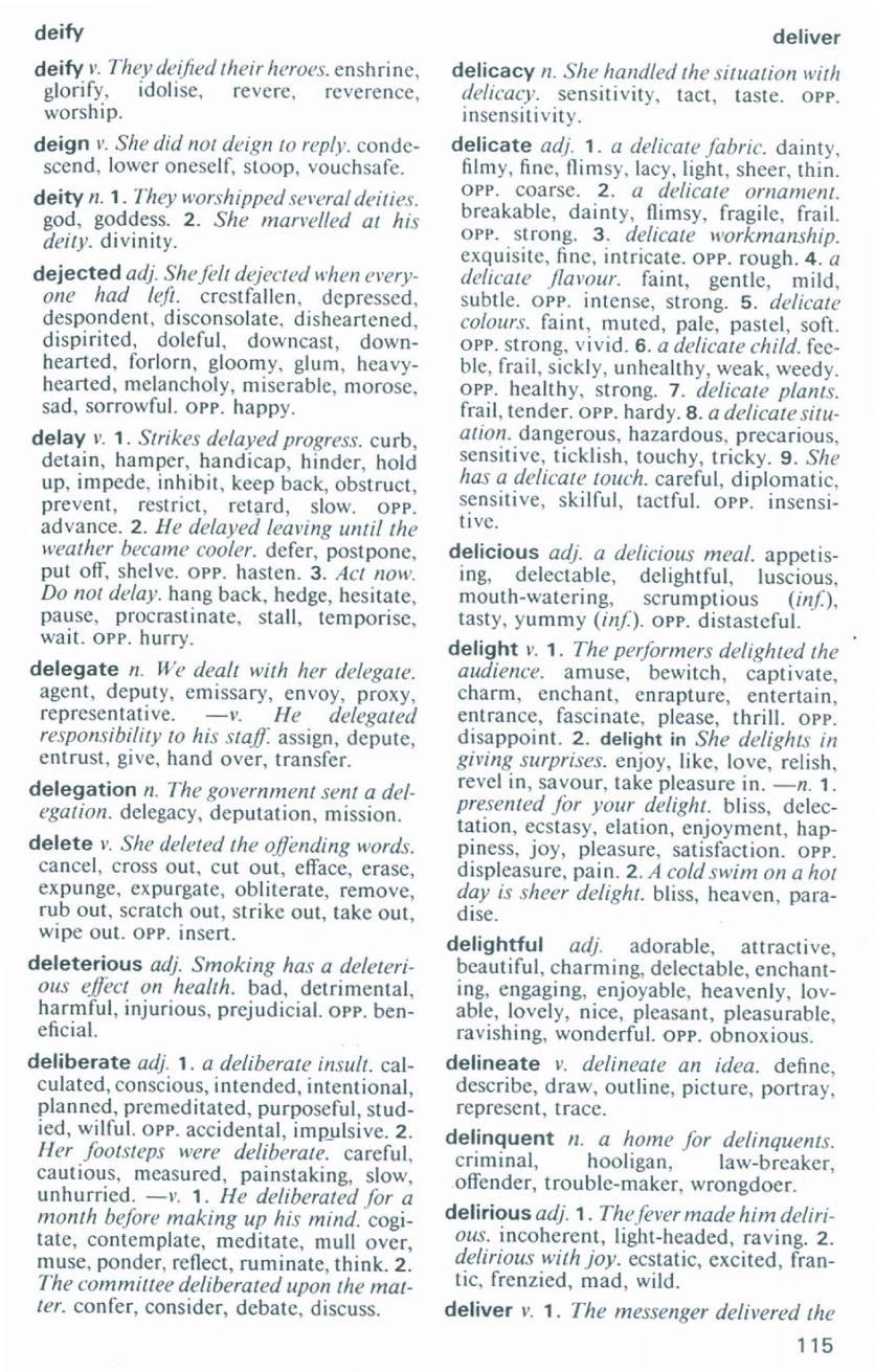Example of a Thesaurus Page (Source: Oxford