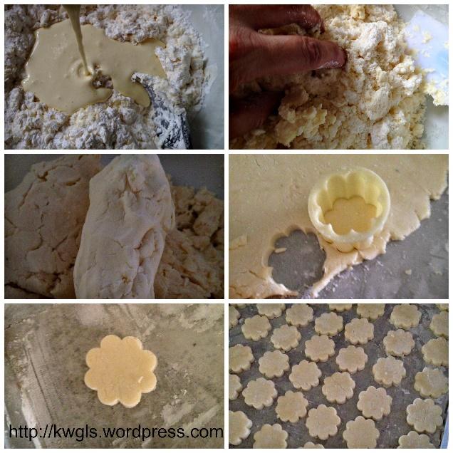 Gradually add the egg mixture. Do not add too fast as the liquid will sink to the bottom. Use your hand to lightly knead the dough until it just combined.