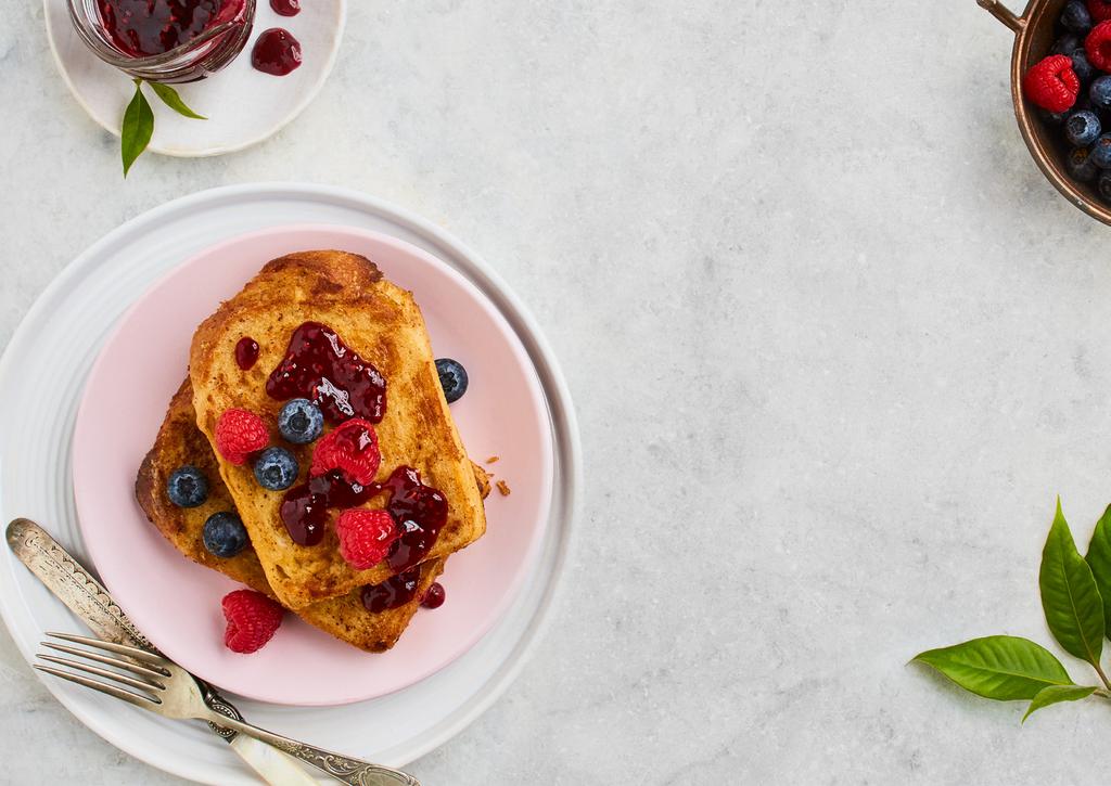 Spiced French Toast with Warm Berry Sauce Serves 4 8 SLICES OF BAKERS DELIGHT AUTHENTIC SOURDOUGH LOAF, THICK CUT EGG MIX: 2 EGGS 250ML MILK 1 TSP GROUND CINNAMON 1 TBSP BROWN SUGAR 2 TBSP BUTTER 2