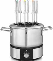 Invite your family and friends over and enjoy and celebrate together. The WMF LONO Fondue makes special meals a shared pleasure. With 8 fine Cromargan fondue forks and a 1.