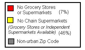Urban Zip Codes Without Grocery Stores or Supermarkets and Without Chain Supermarkets Source: