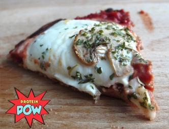 A Buffalo Mozzarella Protein Pizza Recipe Ingredients - 1 tbsp of Growing Naturals Pea Protein Powder 1 tbsp of SuperVeg 1 egg white 1/4 cup of coconut milk 1 tbsp tomato puree 1 sliced mushroom 1/2