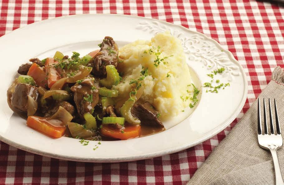 Slow Cooked Beef with Mashed Potato 2 tsp margarine 500g lean beef chuck steak 1 tbsp.