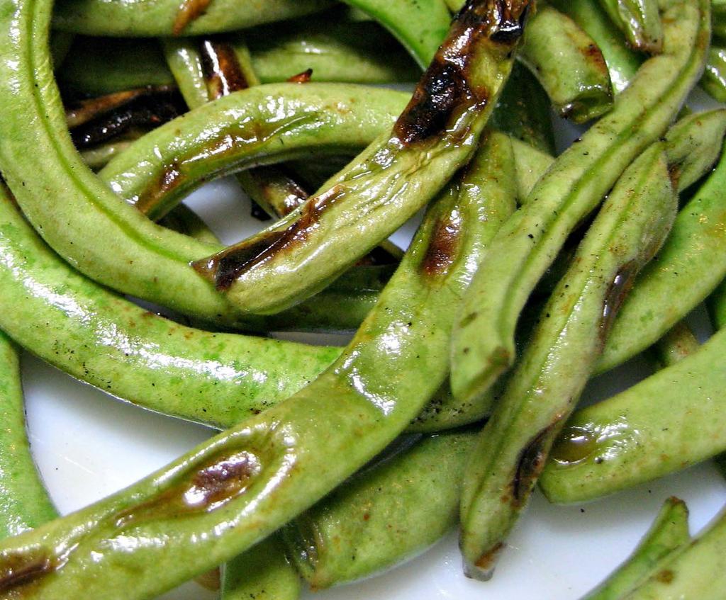 SIDE 7 GRILLED GREEN BEANS (SINGLE RECIPE, DO THIS TWICE) 1/2 package of frozen green beans 1 Tbsp olive oil salt pepper 1. Preheat grill on medium high. 2.