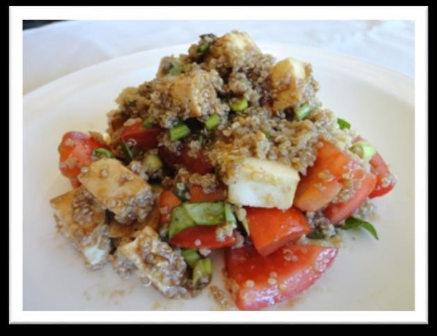 Tasty Quinoa Salad Ingredients - Serves: 4 1 cup Quinoa 1 Red Bell Pepper, chopped 1 Yellow Onion, chopped 1/2 tbsp.