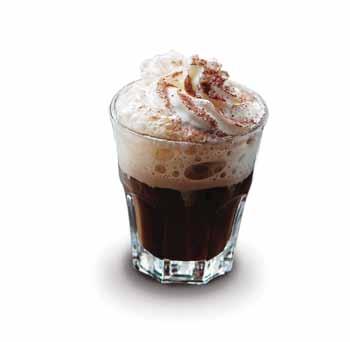 HOT COFFEE HOT MAROCCHINO 10-15ml hot chocolate 25ml milk Prepare the hot chocolate and put in a glass.