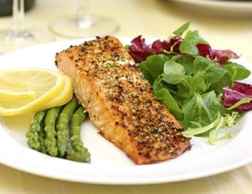 Pecan-Encrusted Salmon Filet Makes 4 Servings 4-4 oz. salmon filets 4 teaspoons honey 4 tablespoons chopped pecans 1. Preheat oven to 400ºF. 2. Place salmon filets in baking dish. 3.