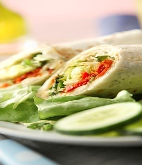 SERVED WITH POTATO SALAD, FRESH FRUIT AND A FRESHLY BAKED COOKIE. TURKEY WRAP $16.00 per person TURKEY BREAST, HAVARTI CHESE, TOMATO, AND ROMAINE LETTUCE WRAPPED IN A HERB-GARLIC TORTILLA.