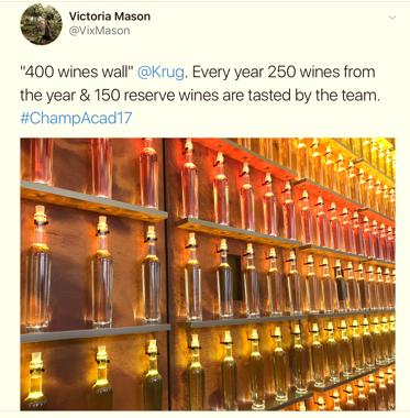The 400 wines wall demonstrates the exhaustive and comprehensive approach taken to blending annually, with 250 wines from the year, and 150 from the library of reserve wines, being used to compose