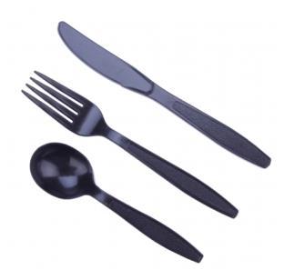 Disposable Cutlery Plastic Range MP-055C-SBL Black Heavy Duty Spoon 6.