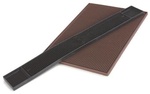 Bar Mat & Service Mat Non-slip mats help keep counter tops clean Molded-in pattern provides drainage for spilled drinks and wash downs with a sure grip for wet glassware Bar Mats have drainage area