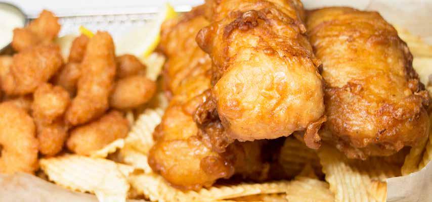 SEAFOOD FISH & CHIPS $11.99 Served with Choice of One Side and Tartar Sauce ADD SHRIMP $2.