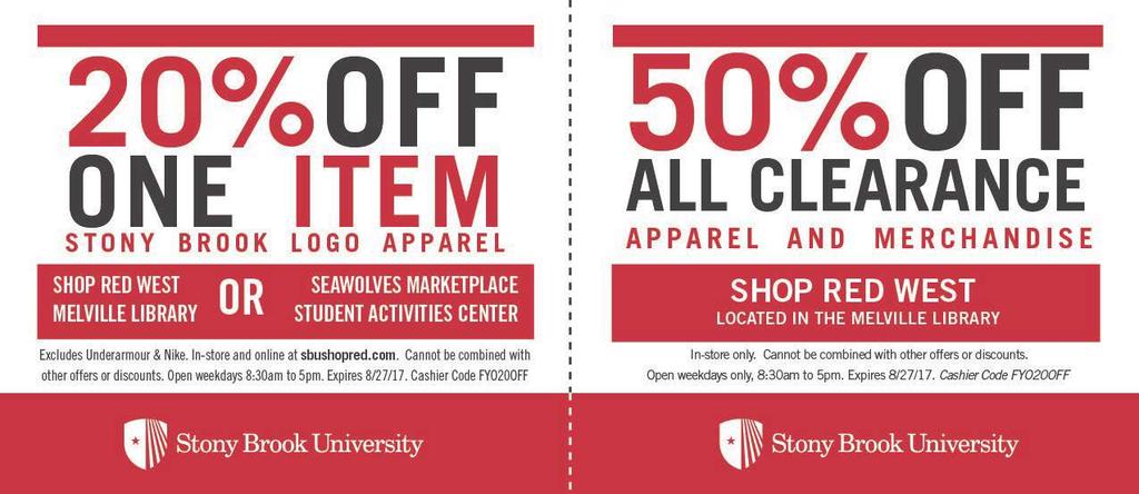Campus Stores Coupon Buy Stony Brook merchandise and apparel at: Seawolves