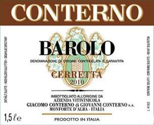 Barolo Cerretta 2013 TBA case/12 TBA Magnum Tasted from barrel, the 2013 Barolo Cerretta, possesses serious tannic clout and structure underpinning the fruit.