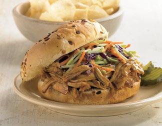 Meanwhile, combine slaw with remaining ¼ cup Vidalia Onion Dressing. Serve chicken on bun, top with coleslaw. Salt and pepper to taste. Makes 6 servings. Serve with kettle chips and pickles.