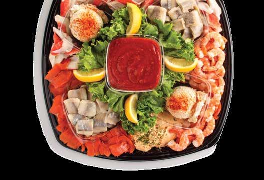 seafood party trays SEAFARER S COCKTAIL PLATTER seafood trays Shrimp Tray Cooked, peeled premium shrimp served with cocktail sauce and fresh lemon. Small serves 8-14 25.00 Medium serves 14-20 45.
