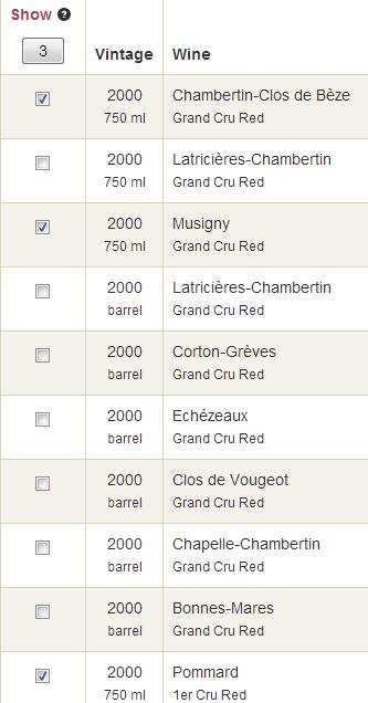 When I enter 2000 Jadot (to use the keyword search I have to have at least THREE criteria so I would have to enter, as one example, 2000 jadot red or I could simply use the standard fields and input