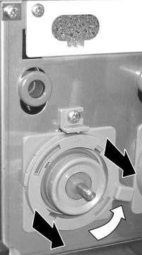 Loosen outlet hose (A) turn lock knob
