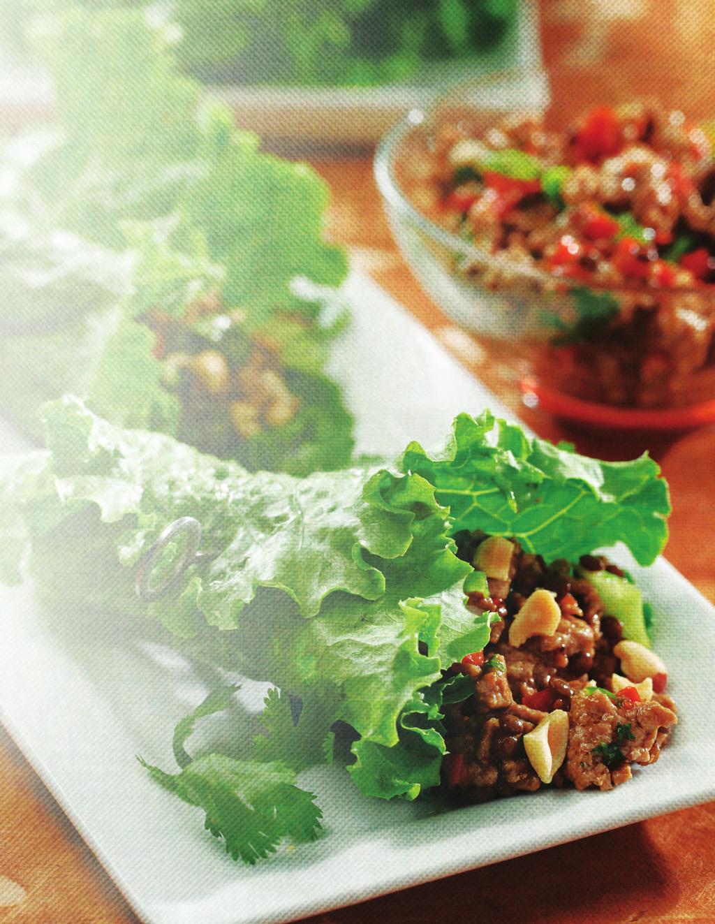 Hoisin Turkey & Lentil Lettuce Wraps APPETIZER SERVINGS 6 PREP TIME 15 minutes TOTAL TIME 20 minutes Filling canola oil, for cooking 1 lb (454 g) ground turkey 1 red pepper, cored and diced 2 garlic