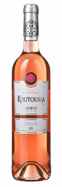 KOUTOUBIA ROSÉ WINE Grape varieties : Grenache - Cinsault Koutoubia rosé is a gleaming pale pink color. It develops notes of raspberry, citrus fruit (mandarin) and a hint of white flowers.