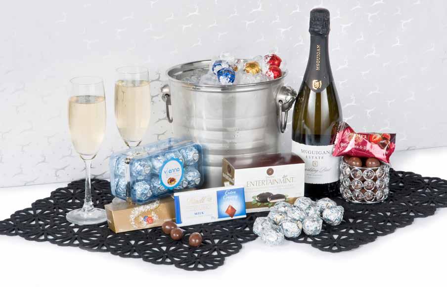 $55 $55 Presented in a multi purpose insulated picnic backpack Sparking Sensation 32 22 McGuigan Estate Sparkling Brut 700ml 2 x Champagne Flute Glasses Max Sweet Hazelnut and Chocolate Selection