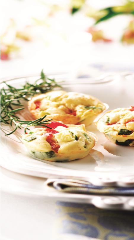 Nancy Craig Garden Pie Breakfast Preparation time: 30 minutes Cooking time: 20 minutes Yield: 20 tartlets 2 cups zucchini, diced 3 tomatoes, sliced 1 to 2 cucumbers, sliced 5 eggs, beaten 4 to 5