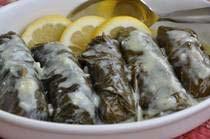 Stuffed Grape Leaves in Egg-Lemon Sauce - Dolmathes Avgolemono Stuffed Grape Leaves with Ground Meat and Rice These tender and delicious stuffed grape leaf rolls known as dolmathes (dol-mah-thes) are