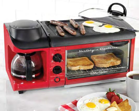 BSET300RETRORED RIC100 BSET300RETRORED 3-in-1 Breakfast Station Make hot, delicious breakfast meals with one compact