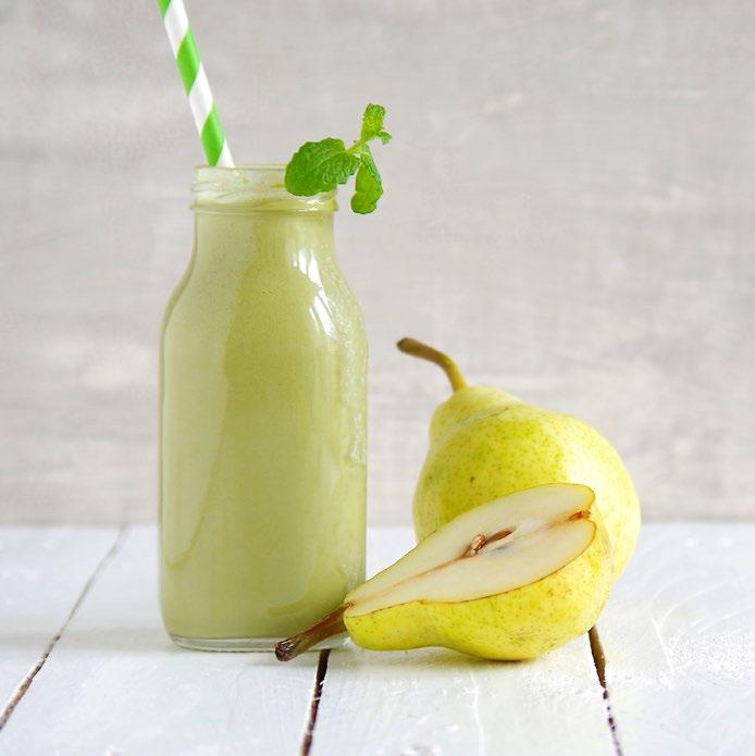 The Green Pear Shake 2 scoops TruPLENISH Nutritional Shake (vanilla) 1 cup almond milk, water, or coconut water 1 tablespoon honey ½ frozen banana 1 ripe pear 2 cups