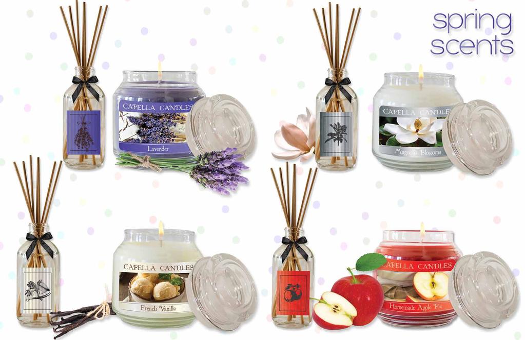 9716 $16.00 Lavender Reed Diffuser Aromatisante con olor a lavanda Glass is 4.5 T. Made in USA. 9706 $16.00 Magnolia Reed Diffuser Aromatisante con olor a magnolia Glass is 4.5 T. Made in USA. Lavender - Fresh, just cut lavender scent to delight your senses!