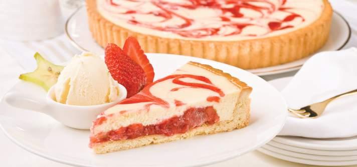 Tarts & Pies Whole Strawberry & Rhubarb Cheesecake Tart Enjoy the delicious tango