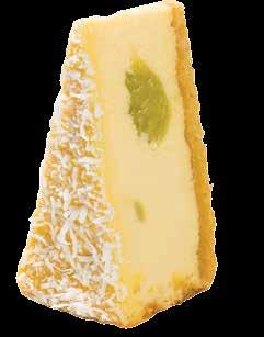 passionfruit swirled through our smooth and creamy baked cheesecake.