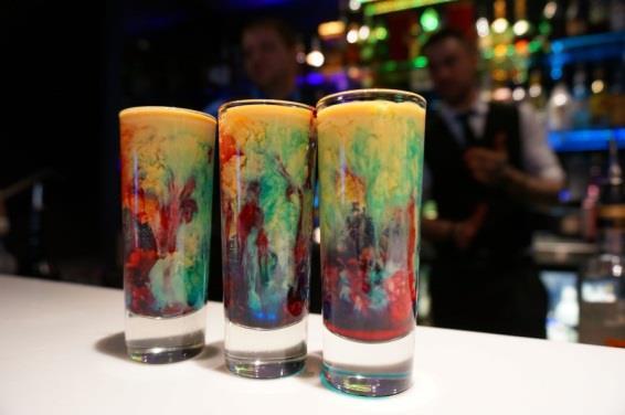 BRAIN HAEMORRHAGE SHOT ¾ Peach Schnapps ¼ Baileys Drop of Grenadine / Red cordial Drop of Blue Curacao Pour the peach schnapps first, and then gently pour the baileys, use straw to drop the grenadine