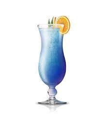 FRUIT TINGLE 30ml Vodka 30ml Blue Curacao 10ml Grenadine Top with lemonade Half fill a hurricane or highball with ice.