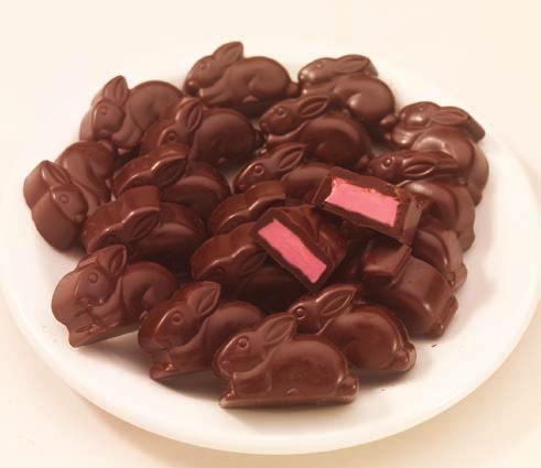 $7.50 11. Dark Chocolate Raspberry SMIDGENS Bunny shapes with a creamy raspberry center surrounded by rich dark chocolate.