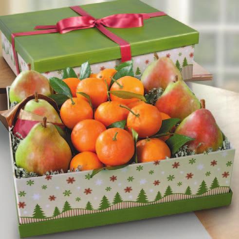 Satsuma Mandarins with Leaves. AG1001... $42.95 Summit Christmas Fruit and Treats Tower 2 Imperial Comice Pears, 2 Fuji Apples, 2 Holiday Frosted Sugar Cookies, 3 oz.