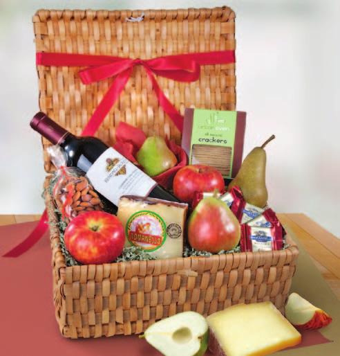 Napa Valley Red Wine and Cheese Grande Hamper 750 ml Red Wine (choose below), 2 Imperial Comice Pears, 2 Fuji Apples, 1 Buerre Bosc Pear, 8 oz. Romanello Cheese, 7.5 oz.