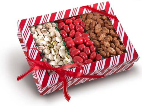 Chocolate English Toffee, 6 oz. Holiday-themed Boston Baked Bean Candies, 4 oz Chocolate-covered Cherries, 6 oz.