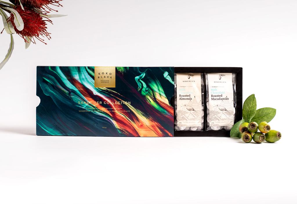 Sandpiper 4 Pack Collection A handpicked selection of our most-loved Sandpiper products in milk and dark chocolate. Each gift pack includes four of our favourite Sandpiper products.