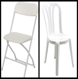 plastic folding chairs in White and Ivory.