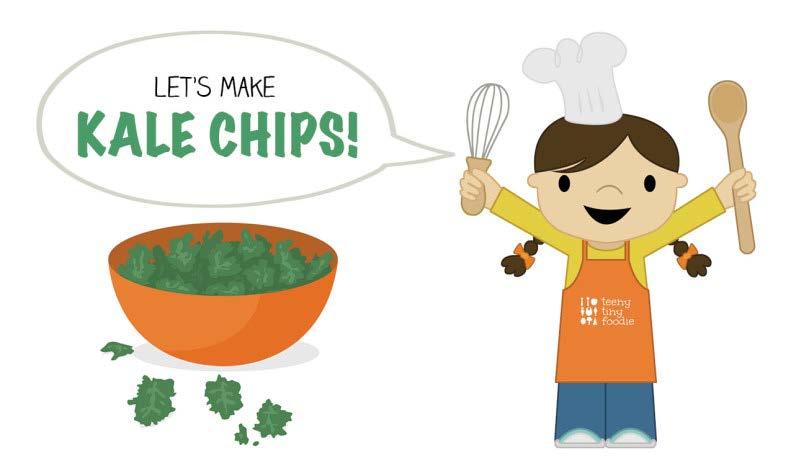 Kale Chips! Dried veggies can be a great snack or side dish! Try some kale chips with your child by following the recipe below.
