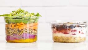 Deli containers Strong and tight lid fit to keep salads fresh for longer, Vegware deli containers are available with a hinged or separate lid option in various shapes and sizes.