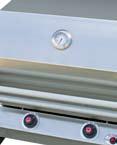 Removable grill (chrome plated) Dishwasher safe grill and heat collector panels Piezo electronic ignitor